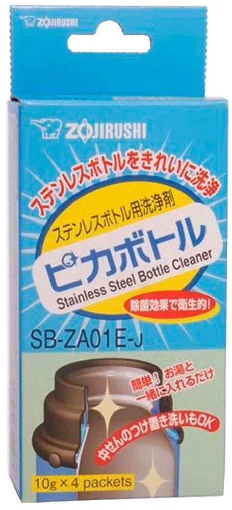 Zojirushi Stainless Steel Bottle & Thermos Cleaner SB-ZA01E-J – 4 Pack (10g each), packaging front view.