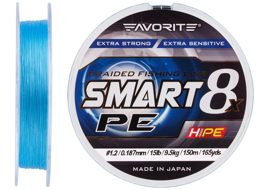 Braided Line Favorite Smart PE 8x 150м (sky blue) #1.2/0.187mm 15lb/9.5kg