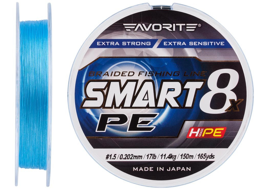 Braided Line Favorite Smart PE 8x 150м (sky blue) #1.5/0.202mm 17lb/11.4kg